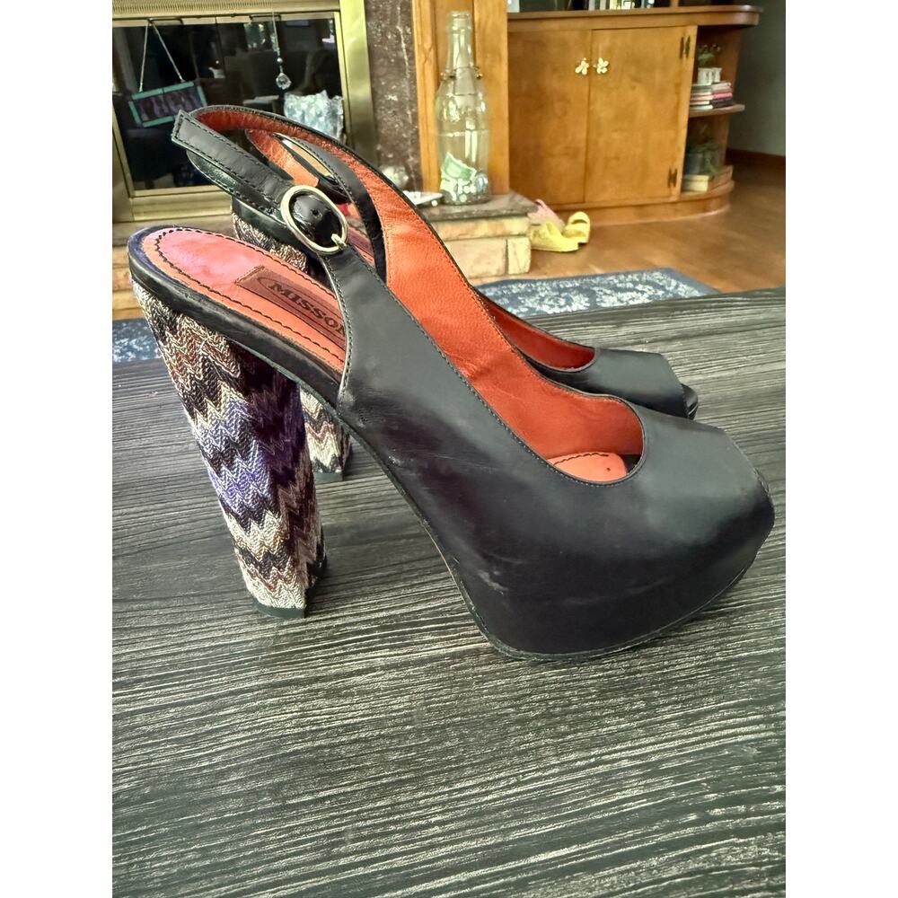 MISSONI Made in Italy Platform Slingback Purple Peep Toe Heels Sz. 37 - Picture 5 of 8